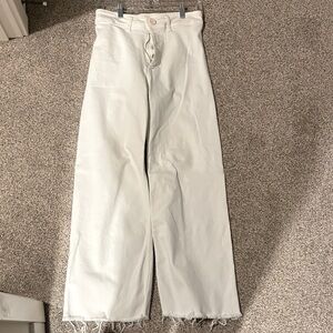 Zara High Rise White Jeans